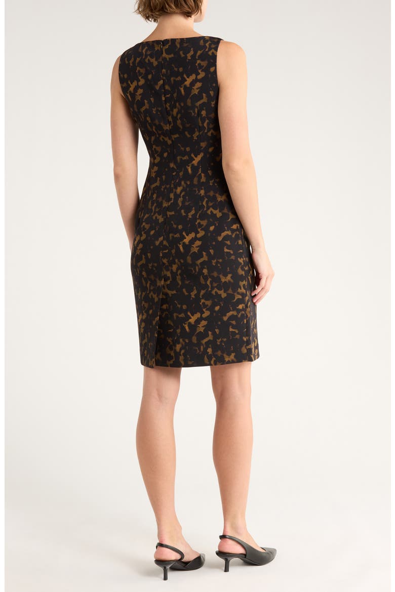 Betty Tortoise Crepe Sheath Dress, Alternate, color, DARK BROWN MULTI