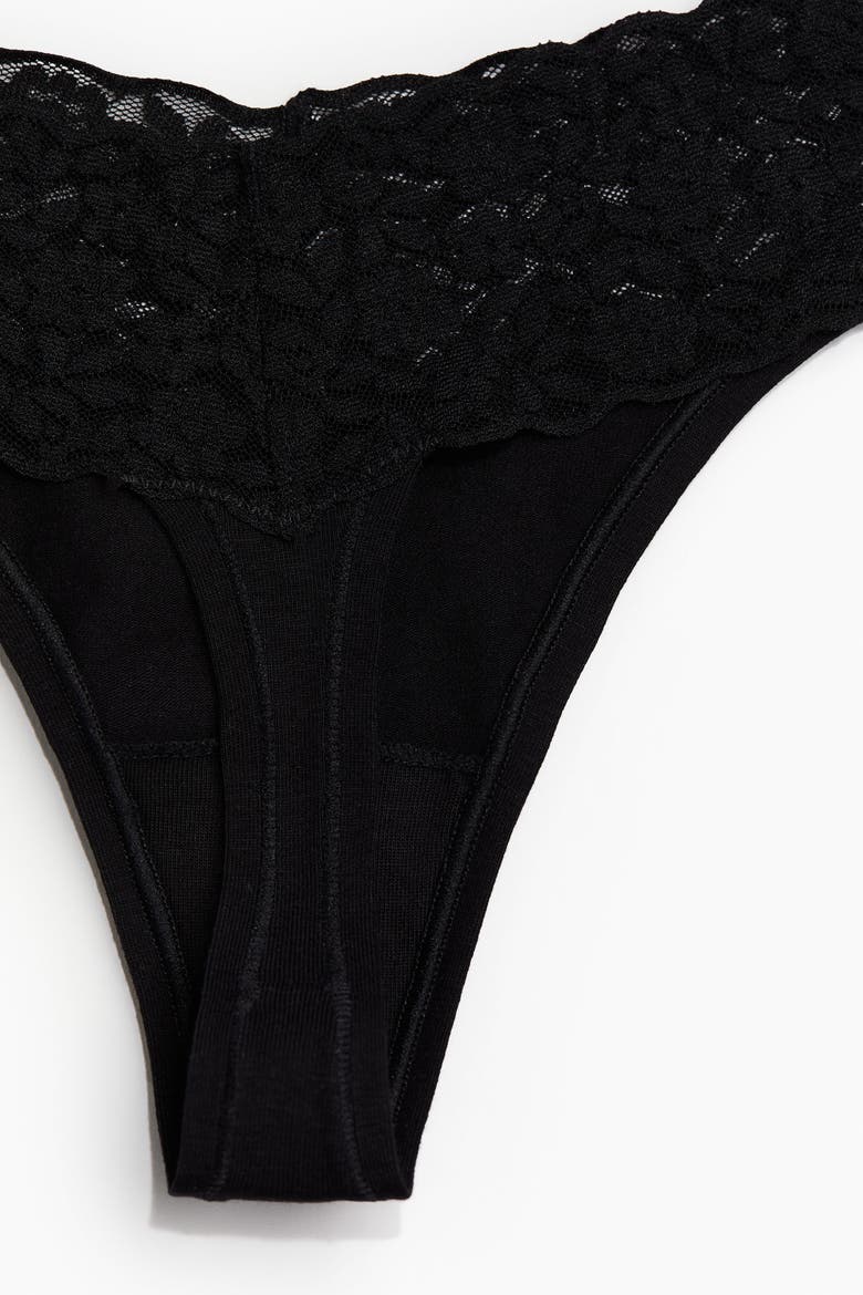 10-pack lace thong briefs, Alternate, color, Black