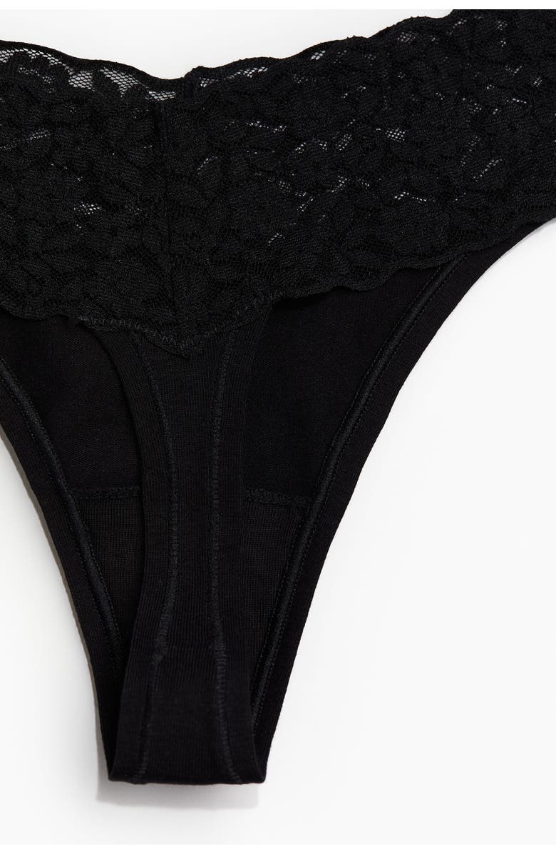 H&M 10-pack Lace Thong Briefs, Alternate, color, Black