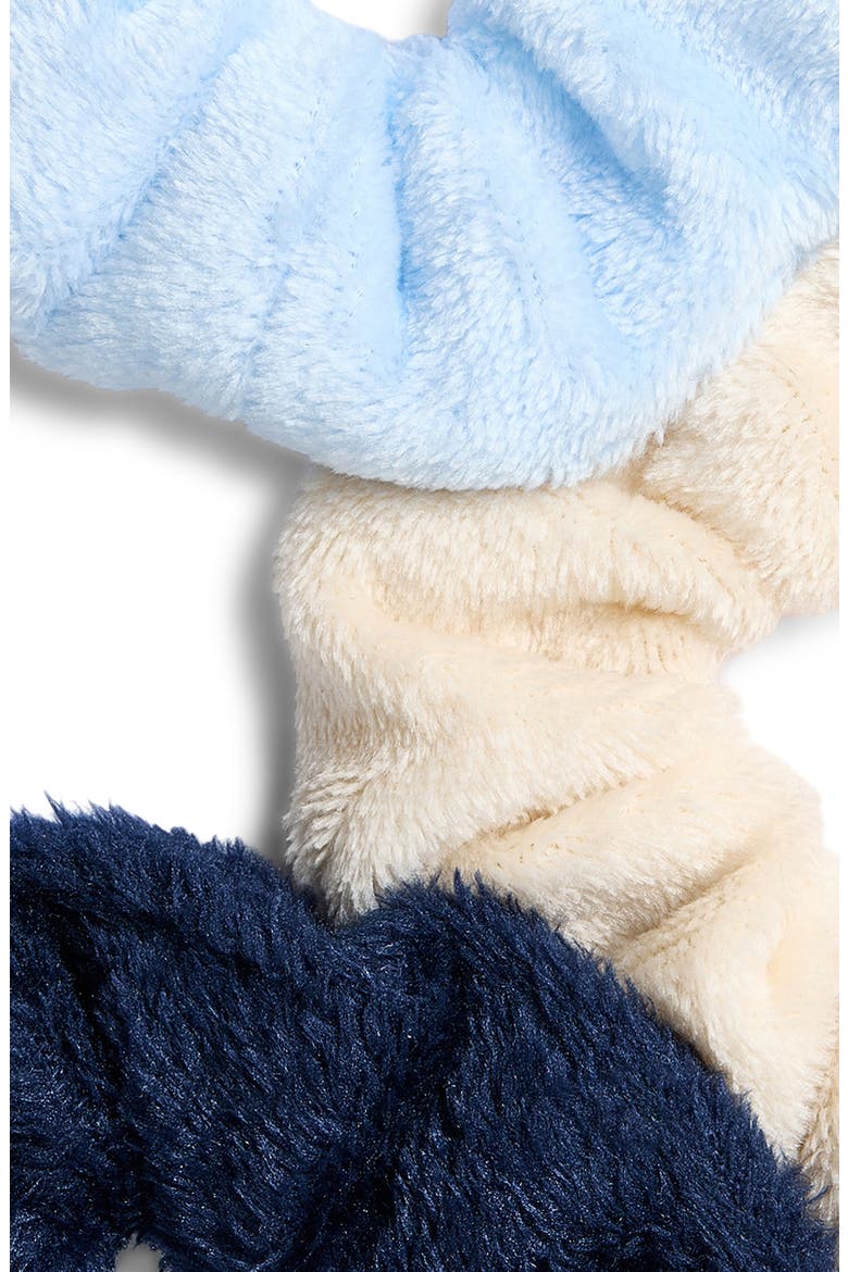 Kids' 3-Pack Plush Scrunchies, Alternate, color, BLUE COMBO
