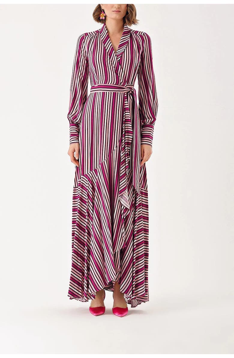 Le Fafo Striped Maxi Wrap Dress, Alternate, color, Striped Pink
