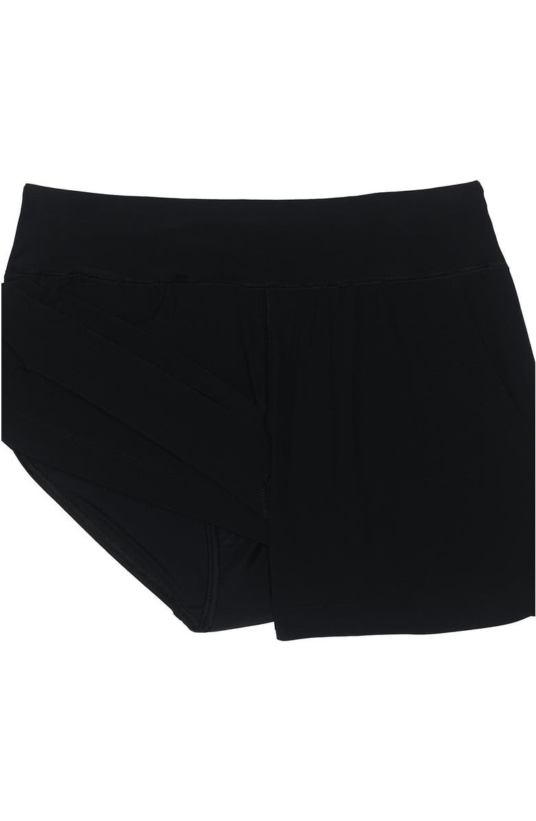 Lands' End 3" Quick Dry Elastic Waist Board Shorts Swim Cover-up Shorts with Panty, Alternate, color, Black