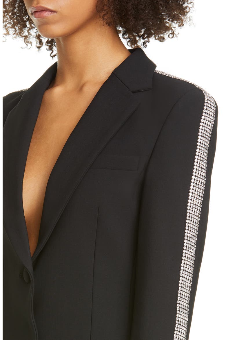 Crystal Stripe Long Sleeve Blazer Minidress, Alternate, color, BLACK
