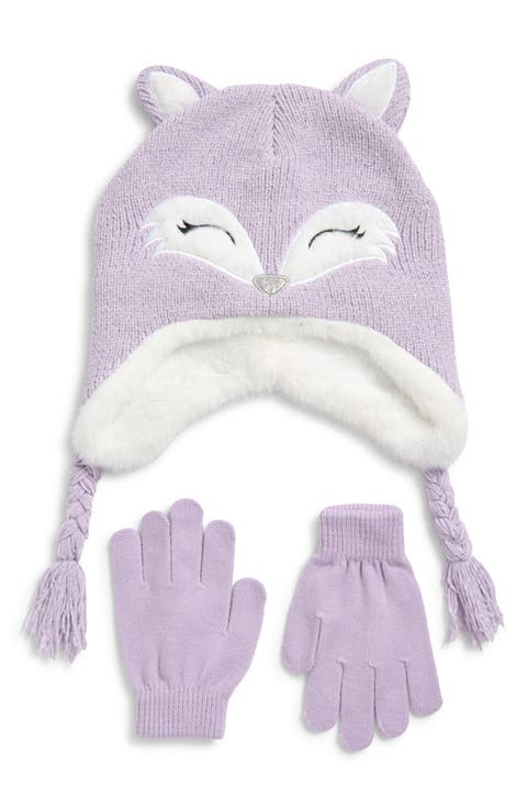 Kids' Happy Fox Earflap Hat & Gloves Set (Big Kid)