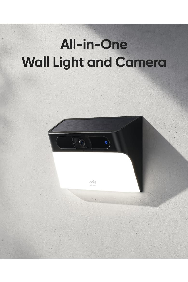 Solar Wall Light Cam S120 solar powered outdoor security camera with 8GB storage, Alternate, color, Black