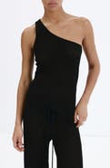 MANGO Asymmetrical Open Knit One-Shoulder Top