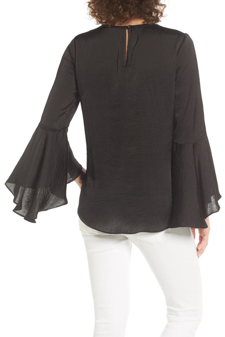 Bell Sleeve Top, Alternate, color, BLACK