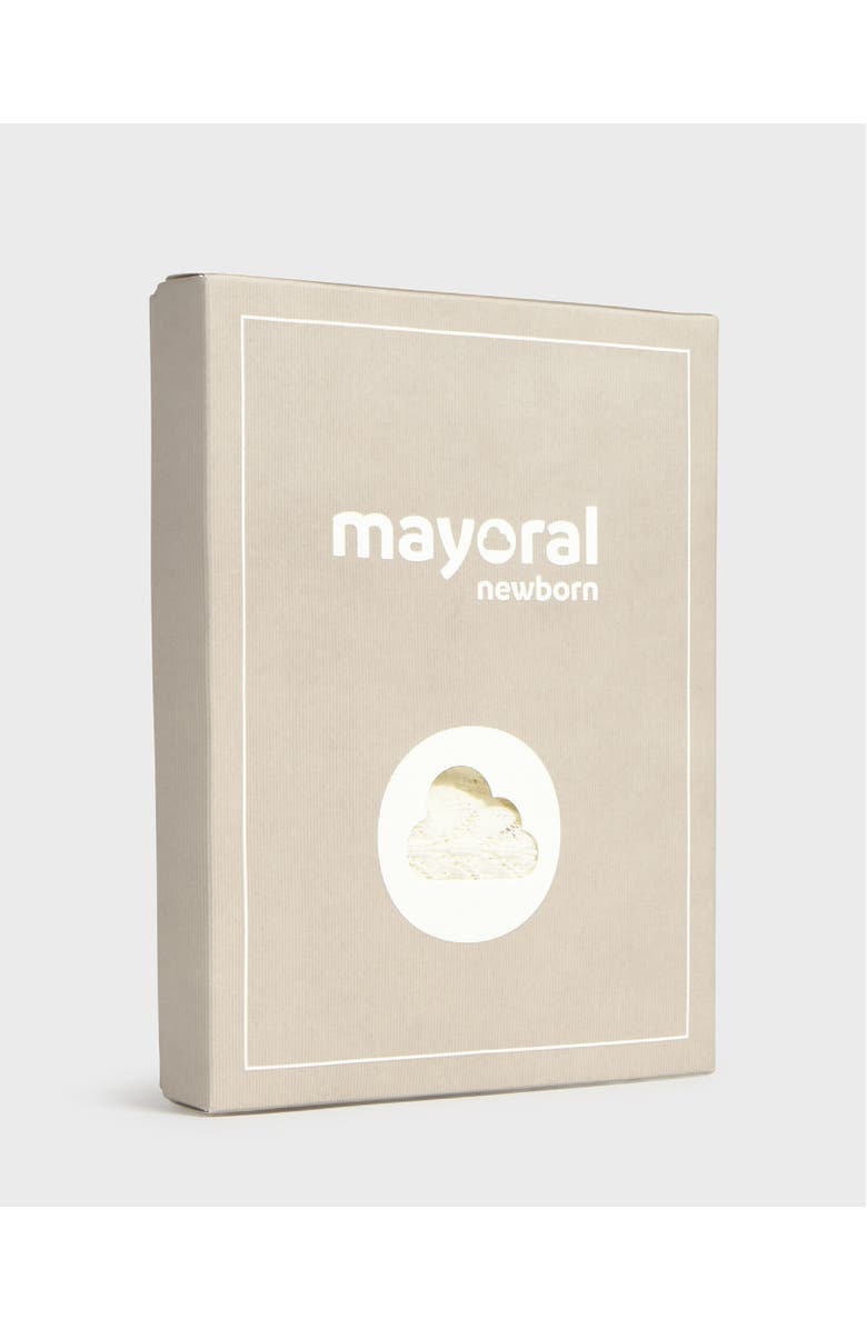 Mayoral Knitted Romper with Puff Sleeves, Alternate, color, White