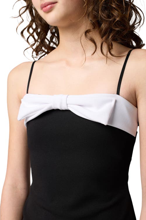 Un Deux Trois Kids' Bow Detail Stretch Crepe Dress In Black