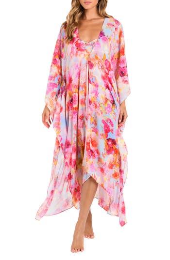 L Agence Kara Soft Cloud Maxi Kimono In Pink