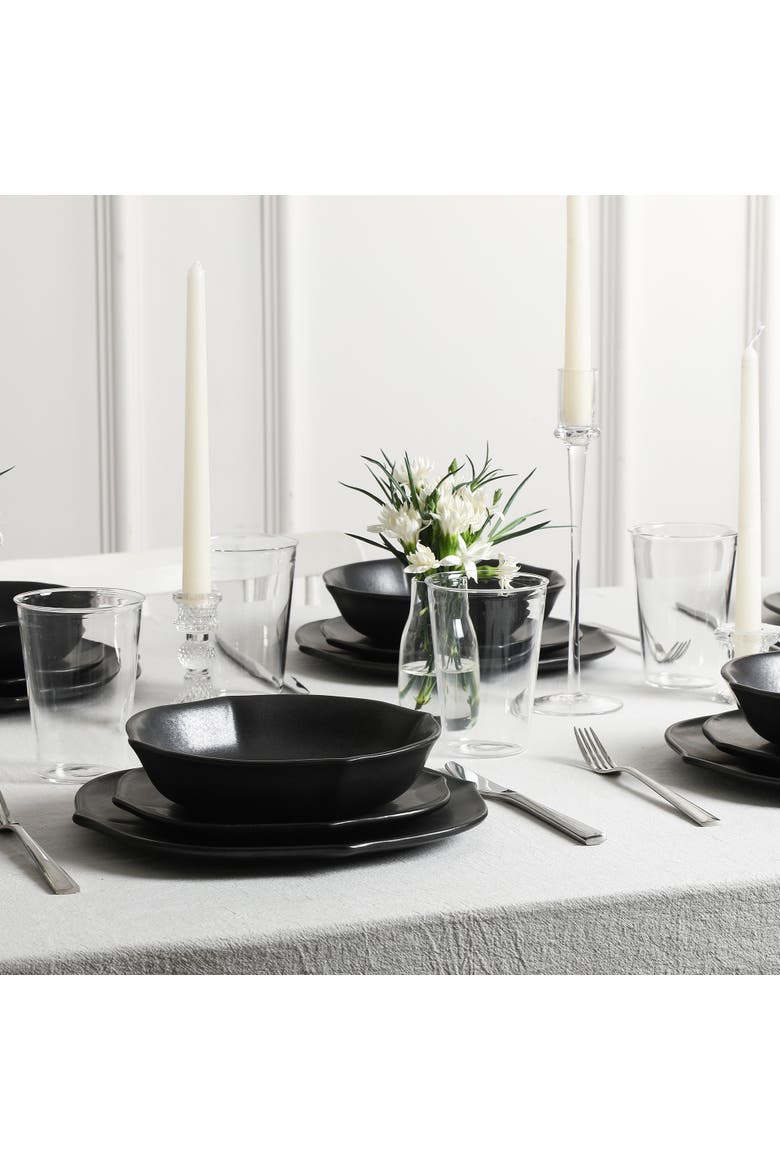 Baskerville Stoneware 32-Piece Dinnerware Set, Includes Glassware, Alternate, color, Black
