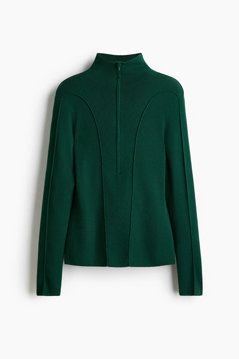 Zip-top Turtleneck Top, Alternate, color, Dark green