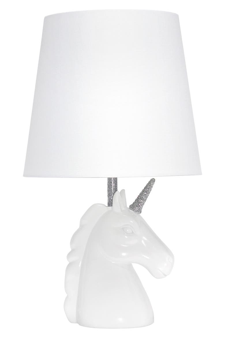 Sparkling Silver and White Unicorn Table Lamp, Main, color, SILVER