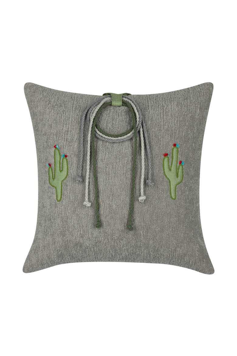 Desert Bloom Hand Appliqued & Knotted Indoor & Outdoor Woven Accent Pillow, Main, color, Multi