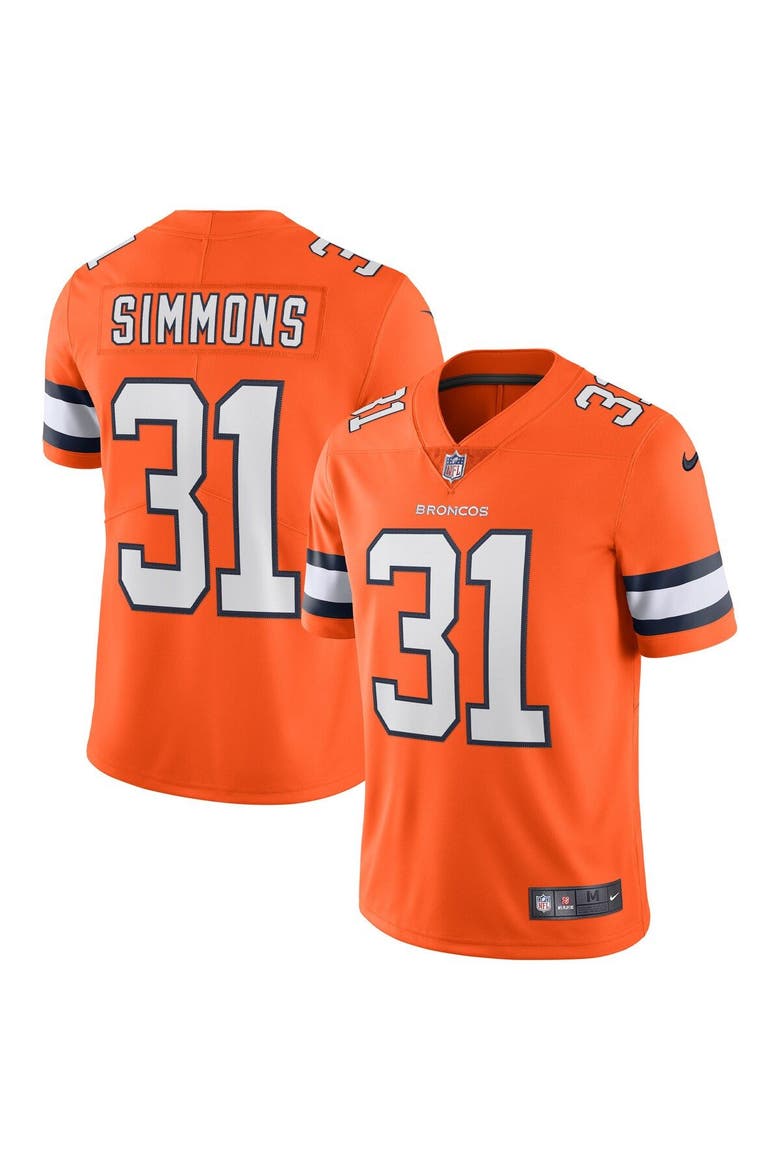 Men's Nike Justin Simmons Orange Denver Broncos Alternate Vapor Limited Jersey, Alternate, color, Orange