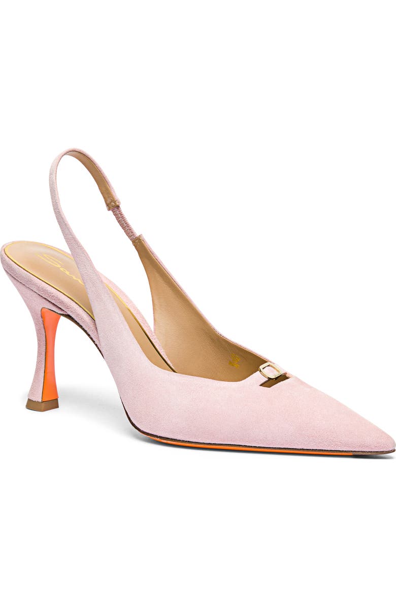 Santoni Suede High-Heel Slingback, Alternate, color, Pink