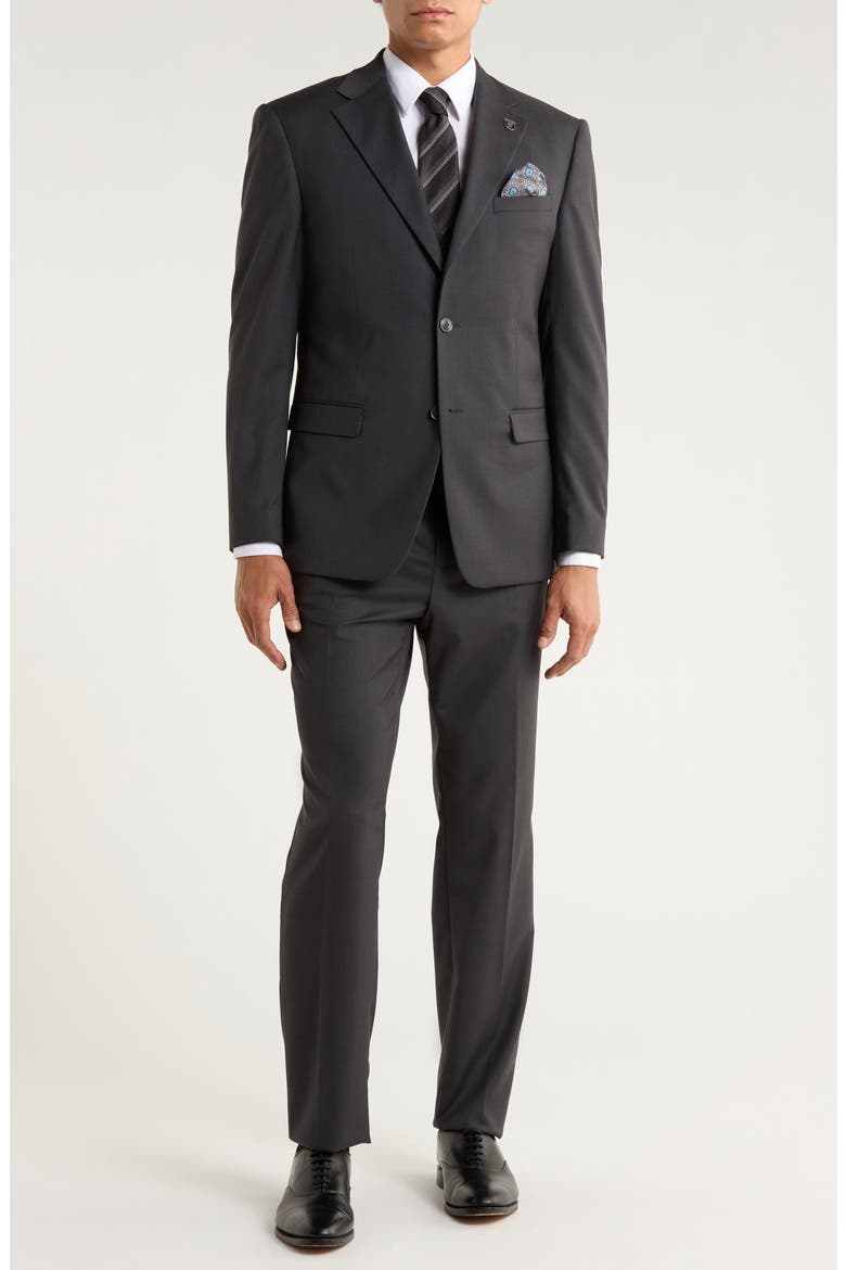 Charcoal Mélange 3-Piece Suit, Main, color, CHARCOAL