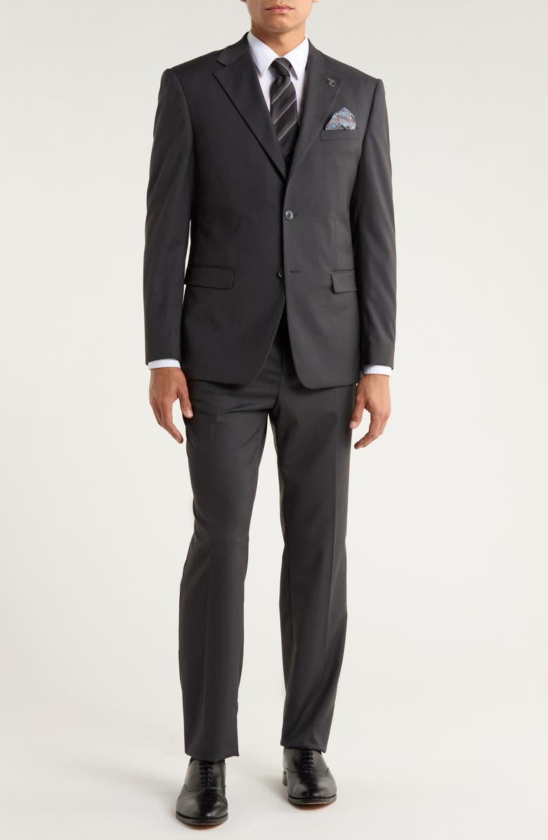 ZEGARIE Charcoal Mélange 3-Piece Suit, Main, color, Charcoal
