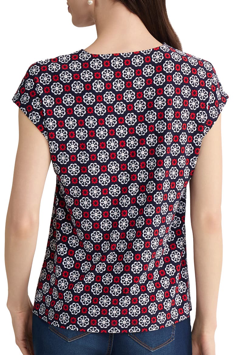 Printed Keyhole Crepe Knit Top, Alternate, color, PACIFIC NAVY MULTI