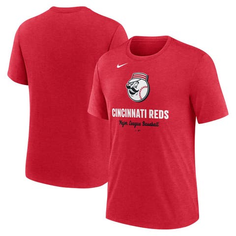 Men's Nike Heather Red Cincinnati Reds Logo Tri-Blend T-Shirt