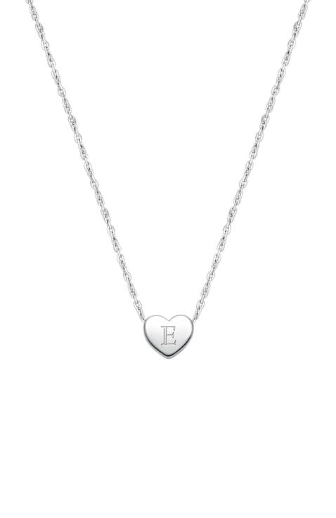 Sterling Silver Mini Sliding Heart & Engraved Initial 12-14" Necklace