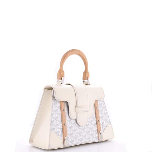 Pre-owned Goyard Goyard Saigon Top Handle Bag Coated Canvas With Leather Pm In White