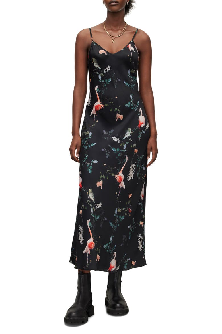 Bryony Fabia Midi Slipdress, Main, color, BLACK