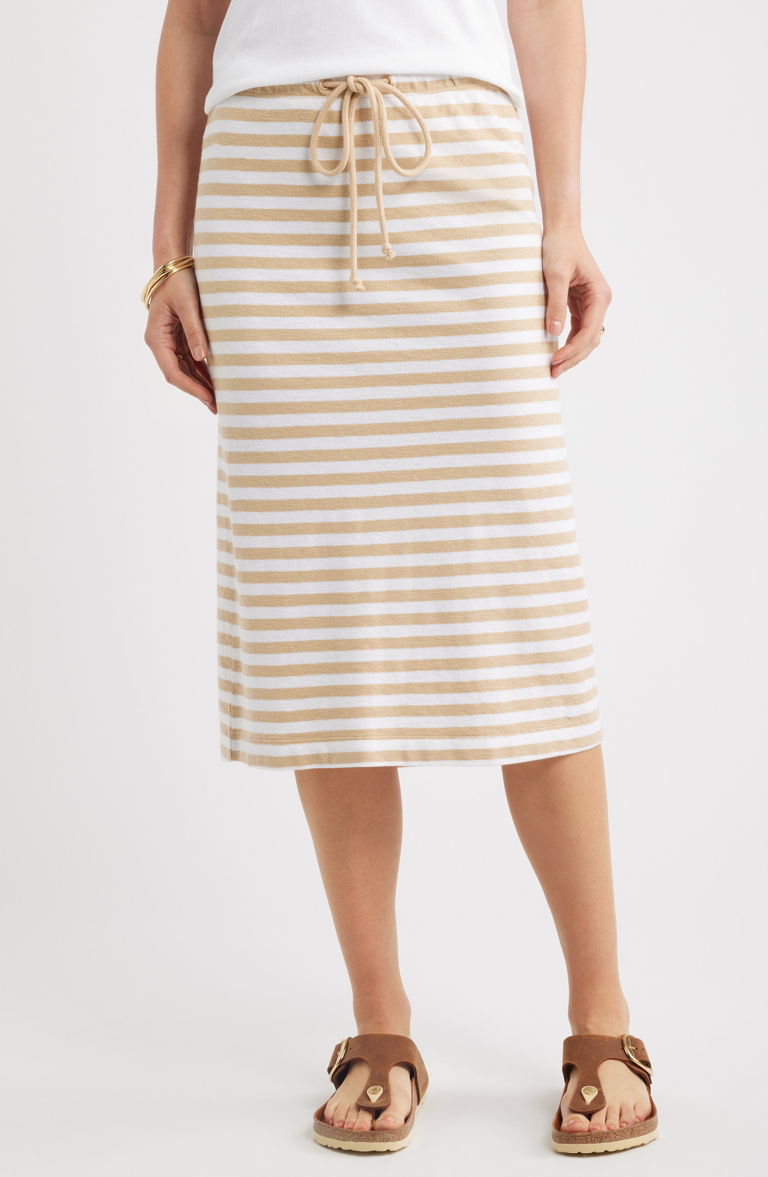 TAN SHORE- WHITE CHARM STRIPE