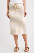 Caslon® Straight Fit Stripe Knit Midi Skirt
