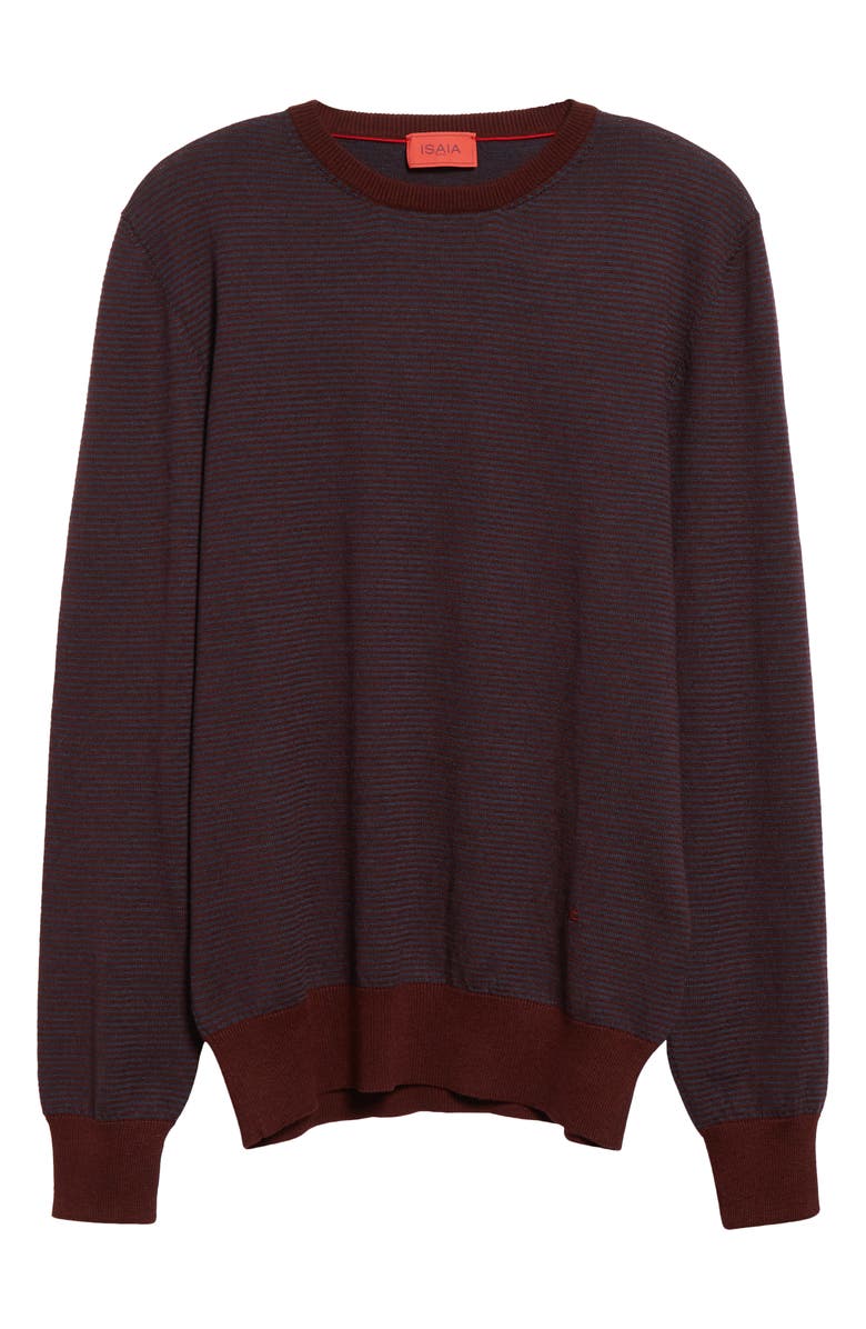 ISAIA Stripe Wool, Silk & Cashmere Crewneck Sweater, Alternate, color, Purple