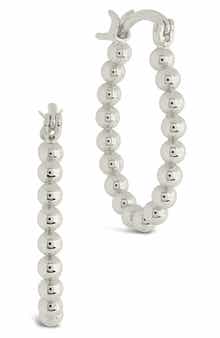 Sterling Forever Bubble Textured Oval Hoop Earrings