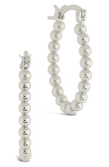 Sterling Forever Bubble Textured Oval Hoop Earrings In Silver