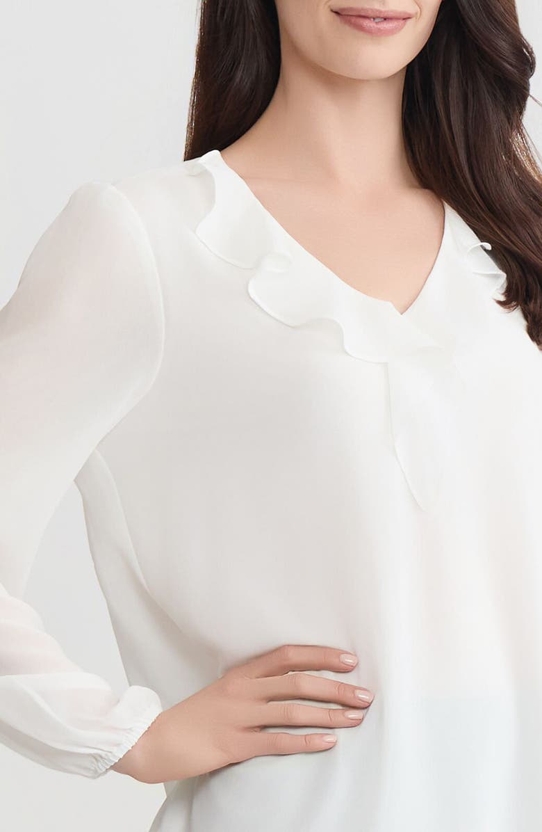 KASPER Ruffle Neck Top, Alternate, color, 