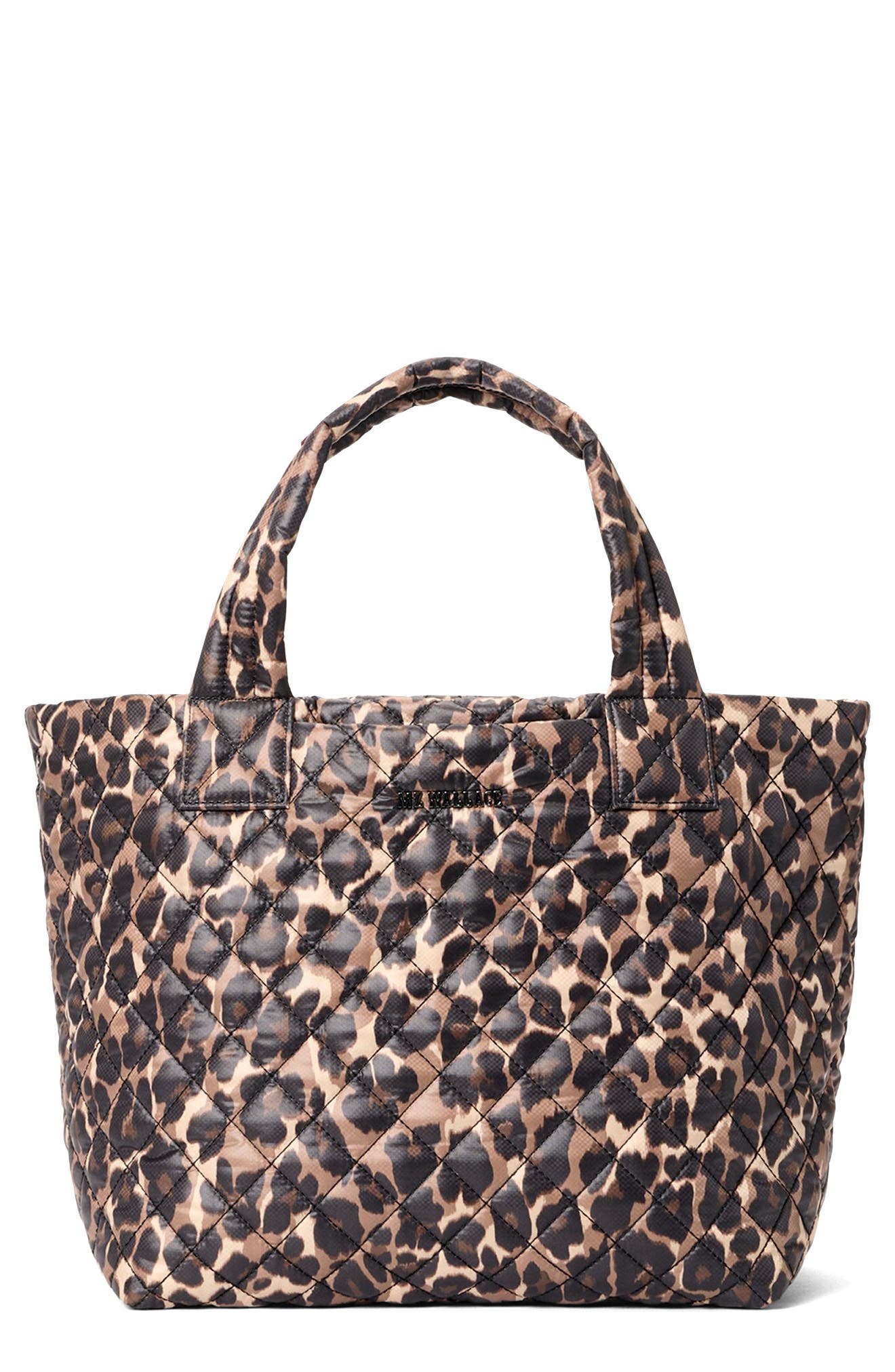 MZ Wallace Small Metro Deluxe Quilted Nylon Tote, Main, color, Leopard