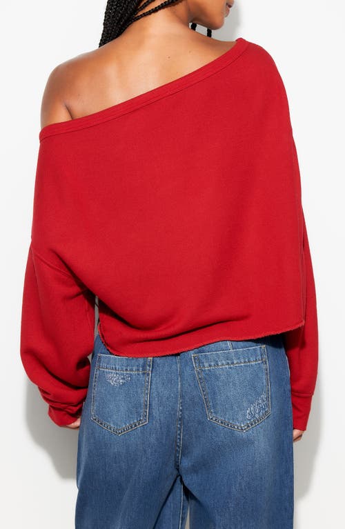 Spiritual Gangster Bella Off The Shoulder Sweatshirt In Red