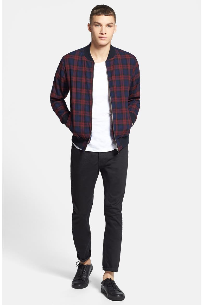 Check Bomber Jacket, Alternate, color, BURGUNDY MULTI