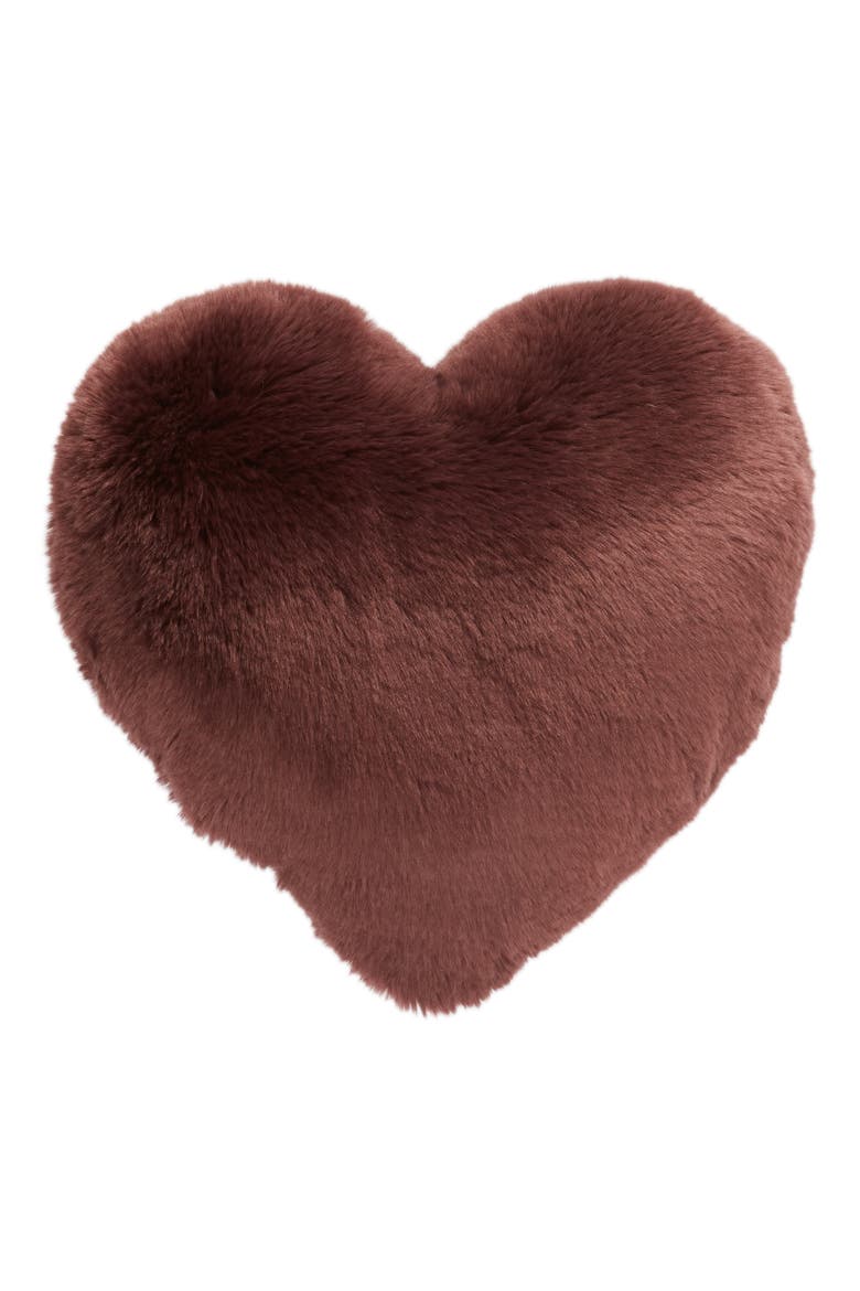Cuddle Up Faux Fur Heart Accent Pillow, Main, color, BURGUNDY STEM