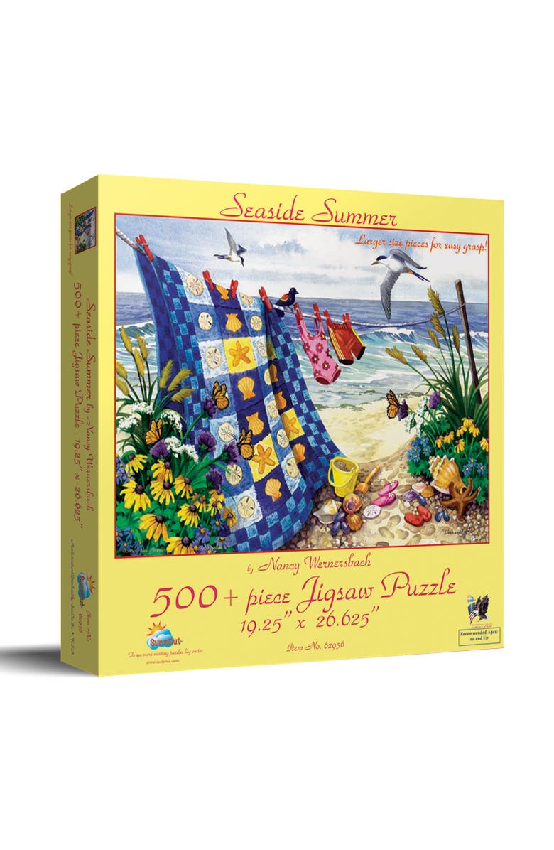 Sunsout Seaside Summer 500 piece Jigsaw Puzzle for Adults Large Pieces, Main, color, Multicolor