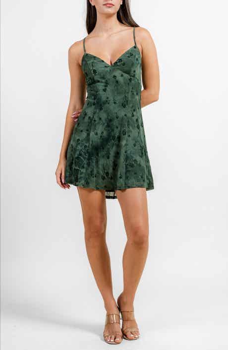 Beivy Floral Lace-Up Back Mesh Minidress