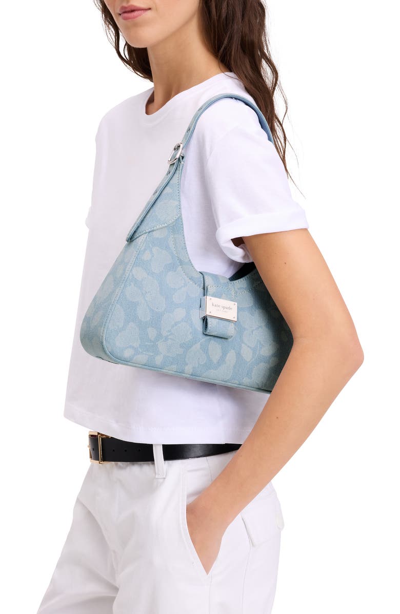 Kate Spade New York small noveau printed denim shoulder bag, Alternate, color,