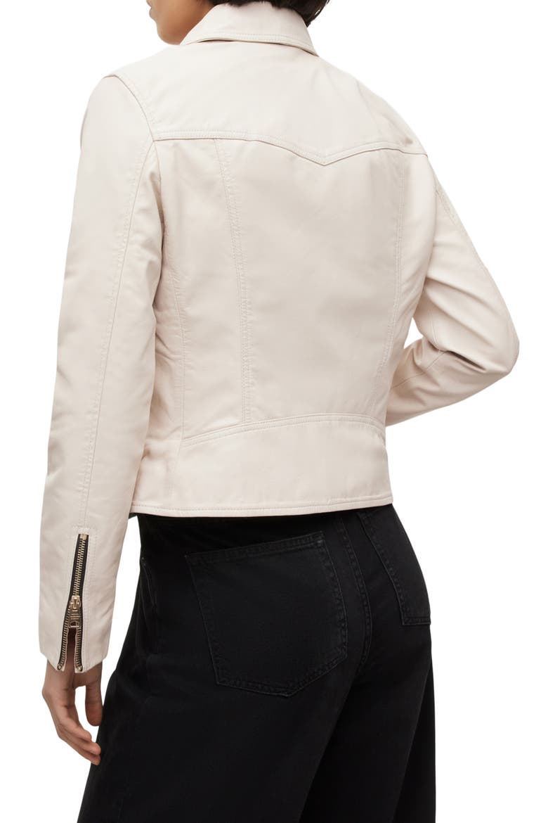 Vela Leather Biker Jacket, Alternate, color, IVORY WHITE