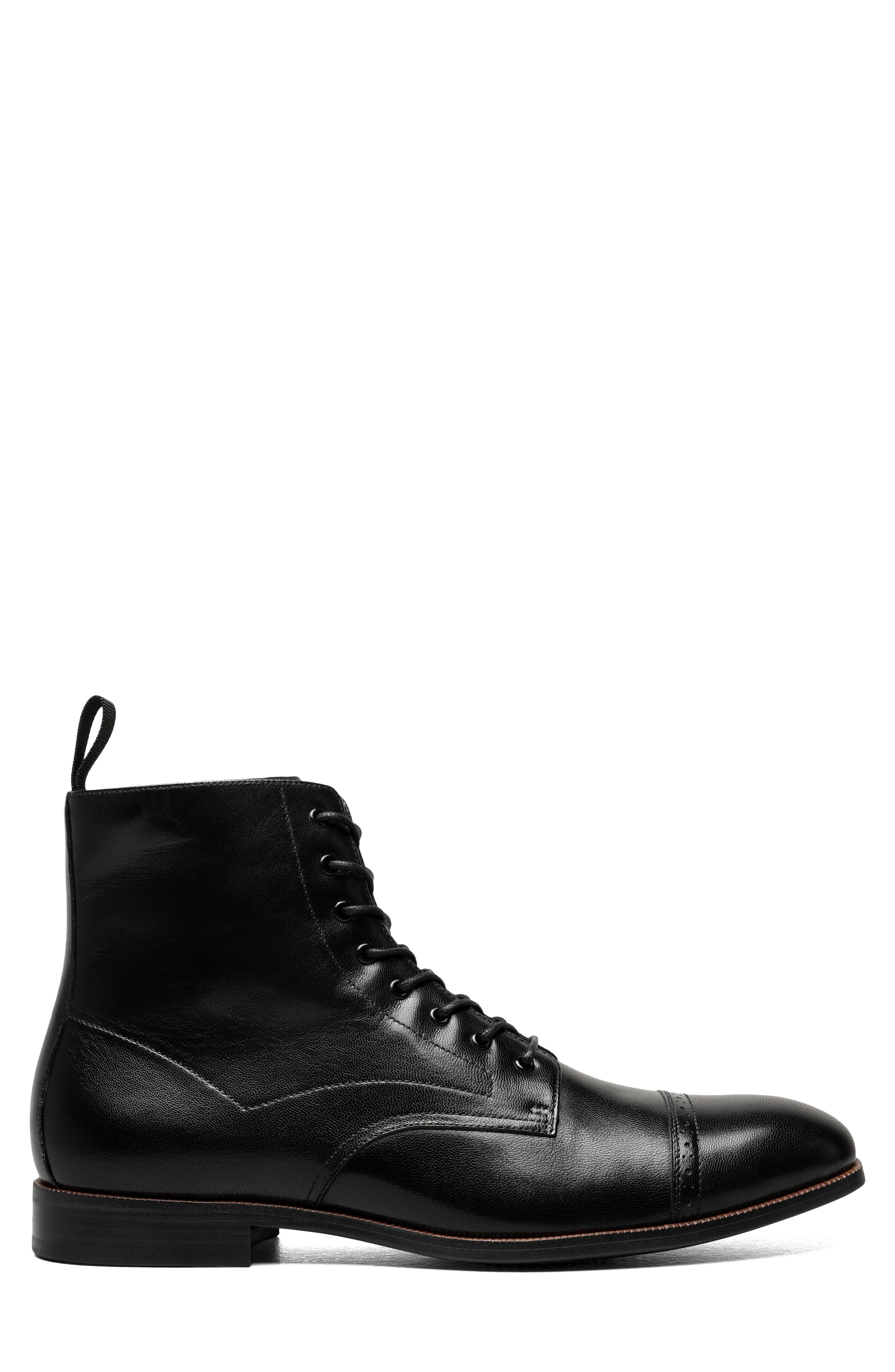 Stacy Adams Henry Cap Toe Boot, Alternate, color, Black