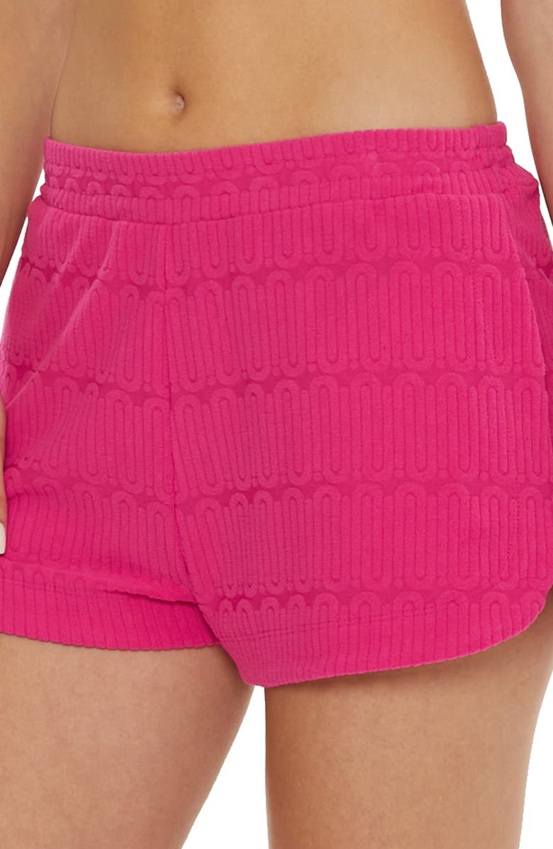 Trina Turk Skyfall Jacquard Terry Cover-Up Shorts, Alternate, color, Bouganvillea