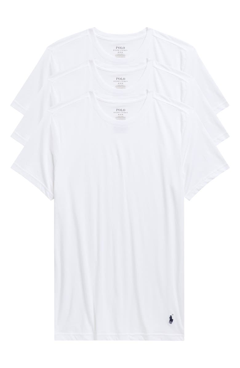 Polo Ralph Lauren 3-Pack Crewneck Cotton Blend T-Shirts, Main, color, White