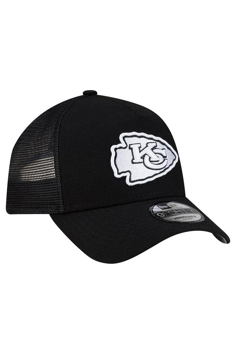 Men's New Era Black Kansas City Chiefs City Script 9FORTY A-Frame Adjustable Hat, Alternate, color, Black