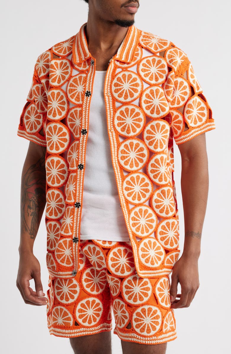 MAVRANS Orange Crochet Sweater, Alternate, color,