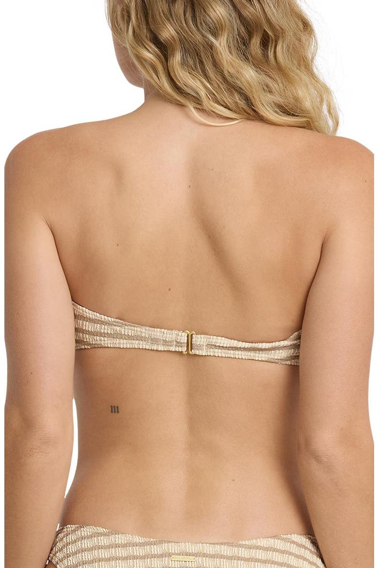 Wavey Daze V-Notch Bandeau Bikini Top, Alternate, color, COBBLESTONE