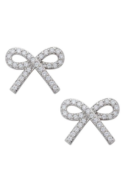 Kids' Pavé Bow Stud Earrings