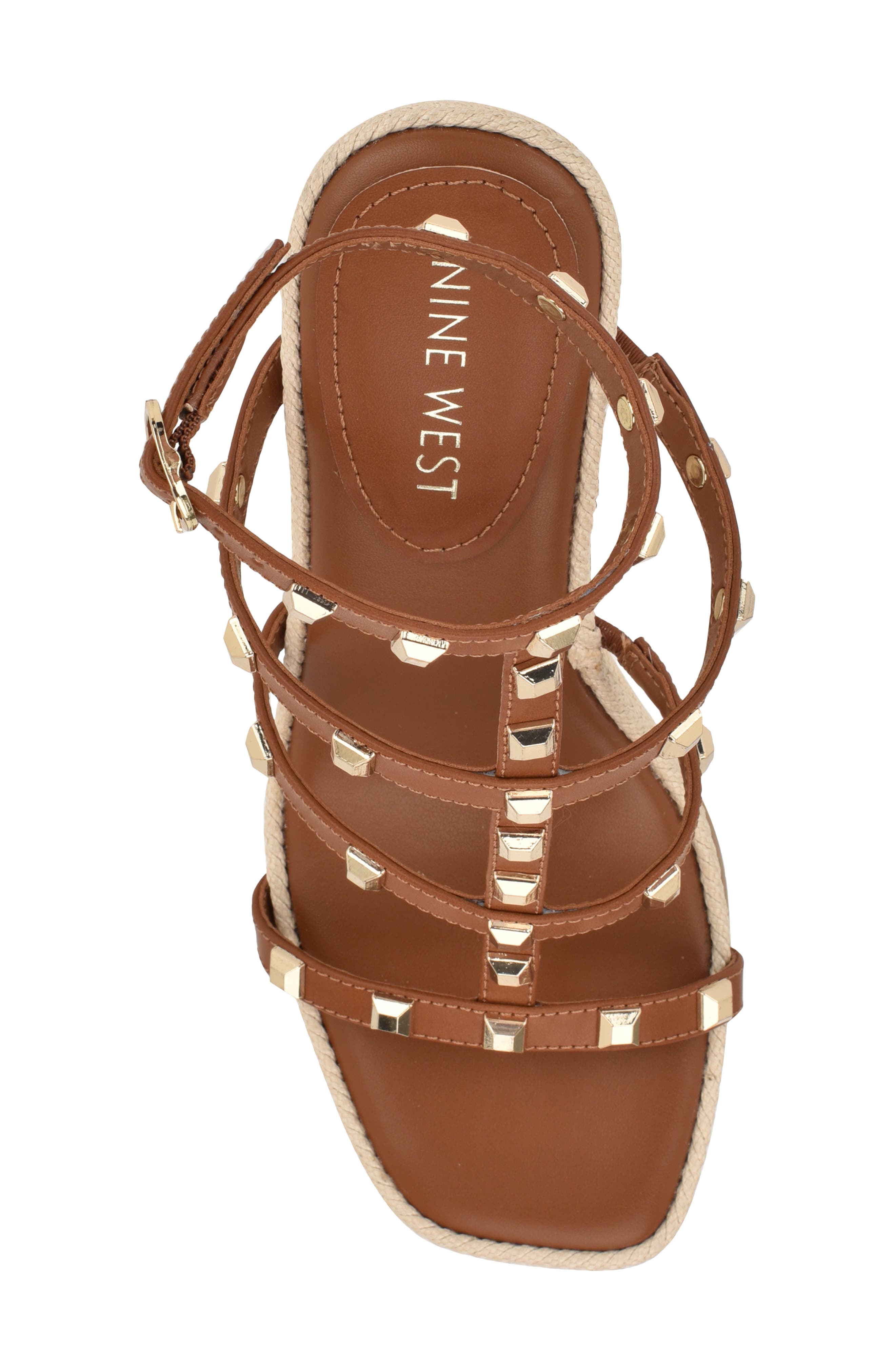 Nine West Sardis Strappy Wedge Sandal, Alternate, color, Dark Natural