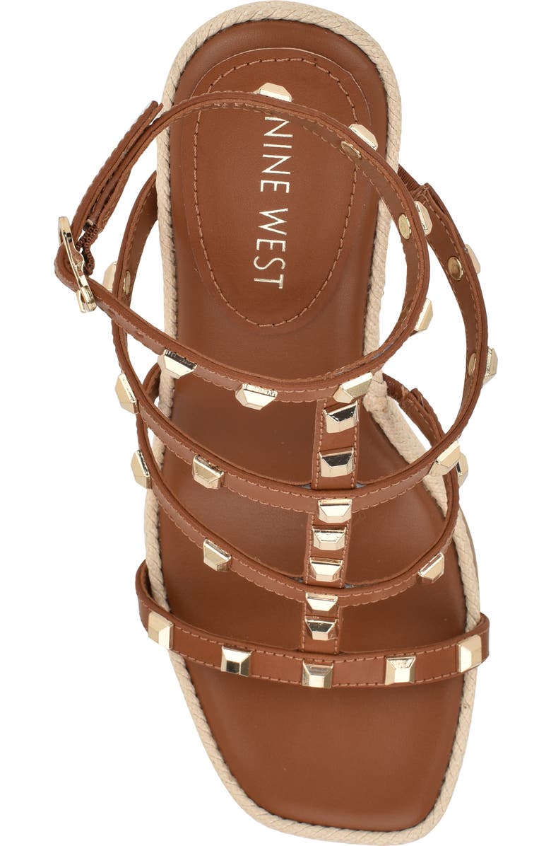 Nine West Sardis Strappy Wedge Sandal, Alternate, color, Dark Natural